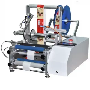 Máquina semiautomática de etiquetado de doble etiqueta para botellas redondas de vino y cerveza