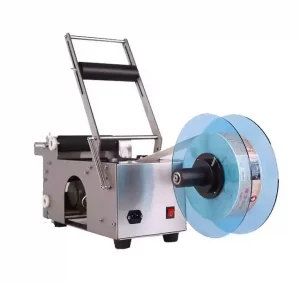 Máquina semiautomática de impresión y etiquetado autoadhesivo para botellas redondas y tarros de té